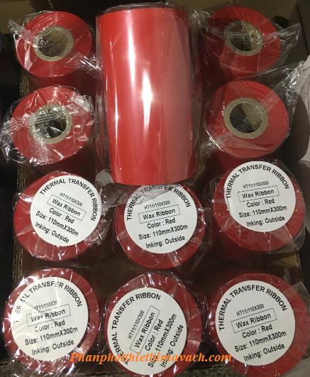 Mực in mã vạch Wax Ribbon Red HT11 110x300m