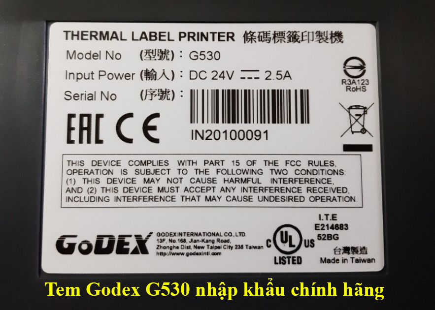 Tem Godex G530 nhập khẩu chính hãng
